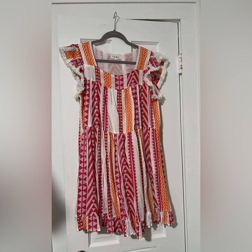 THML Red and Orange Patterned Mini Dress